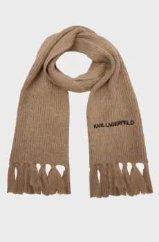 Женский бежевый шерстяной шарф K ESSENTIAL KNIT SCARF Бежевый ONESIZE Karl Lagerfeld 246W3305
