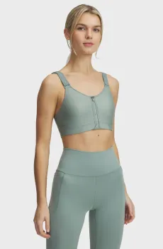 Женский мятный топ UA Infinity High Zip 2.0 Bra Ментоловый S (D-DD) Under Armour 1384118-348