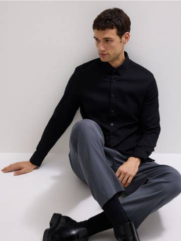Reserved - Бавовняна сорочка super slim fit - чорний - 219BK-99X