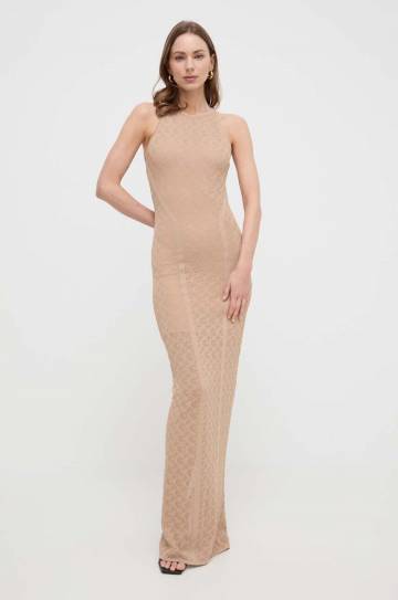 Платье Guess цвет бежевый maxi облегающая Платье Guess цвет бежевый maxi облегающая