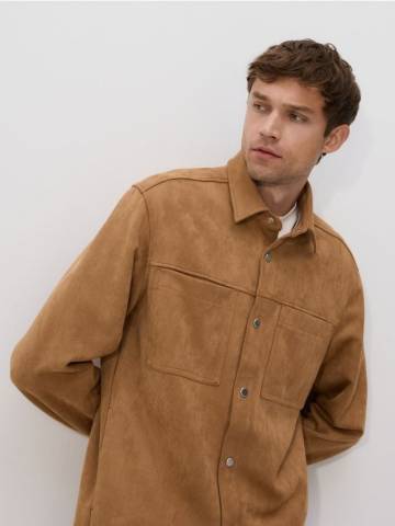 Reserved - Сорочка comfort з імітації замші - золотисто-коричневий - 8052H-82X