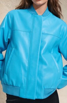 Бомбер зі штучної шкіри - light blue