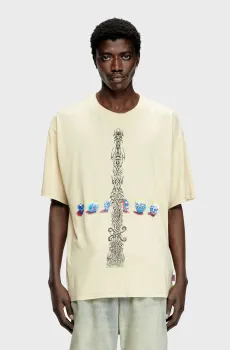 Мужская бежевая футболка T-BOXT-R4 Бежевый S Diesel A16208 0DRAM