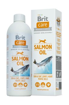 Лососевое масло для собак Brit Care для улучшения состояния кожи и шерсти, 500 мл
