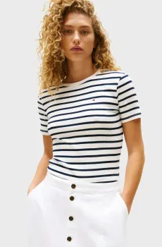 Женская белая футболка в полоску SLIM CODY Белый M Tommy Hilfiger WW0WW40587