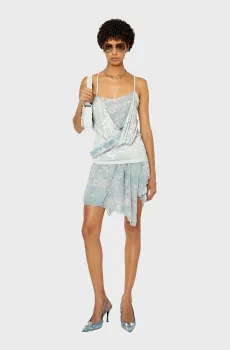 Женский голубой сарафан с узором D-PLUM Голубой 38 Diesel A08859 0SGAZ