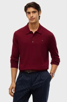 Мужское бордовое поло PIMA ORG Бордовый L Tommy Hilfiger MW0MW36519