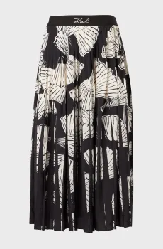 Женская черная плиссированная юбка с узором COMMERCIAL Разноцветный 42 Karl Lagerfeld B1W12008