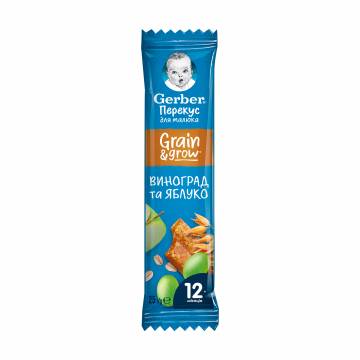 Фруктово-злаковый батончик Gerber Виноград и яблоко, для питания детей от 12 месяцев, 25 г Фруктово-злаковый батончик Gerber Виноград и яблоко, для питания детей от 12 месяцев, 25 г