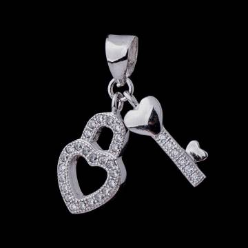 Серебряная подвеска "Замочек и ключик" с фианитами 132240 Серебряная подвеска "Замочек и ключик" с фианитами 132240