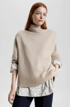 Женский бежевый свитер WOOL BLEND MOCK-NK Бежевый XS Tommy Hilfiger WW0WW39903