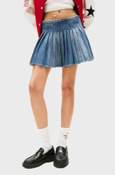 Женская синяя джинсовая плиссированная юбка TOMMY GIRL Синий XS Tommy Jeans DW0DW21217