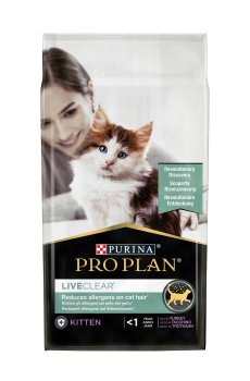 Сухой корм для котят до 1 года Pro Plan LiveClear Kitten <1 для уменьшения аллергенов на шерсти, с индейкой, 1.4 кг
