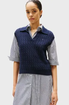 Женский темно-синий жилет CO CABLE MID GG OPEN POLO VEST Синий S Tommy Hilfiger WW0WW45655