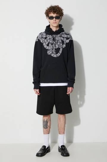 Хлопковая кофта Marcelo Burlon Snake Wings мужская цвет чёрный с капюшоном узор Хлопковая кофта Marcelo Burlon Snake Wings мужская цвет чёрный с капюшоном узор