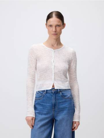 Reserved - Мереживний светр - білий - 805HD-00X