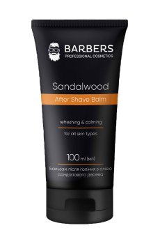 Мужской бальзам после бритья Barbers After Shave Balm Sandalwood с маслом сандалового дерева, 100 мл
