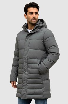 Мужская серая длинная утепленная куртка  SB-ZF-70193-dark-grey