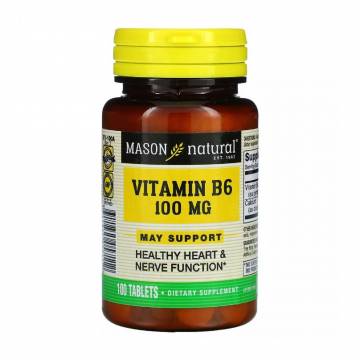 Витамин B6 Mason Natural Vitamin B6, 100 мг, 100 таблеток Витамин B6 Mason Natural Vitamin B6, 100 мг, 100 таблеток