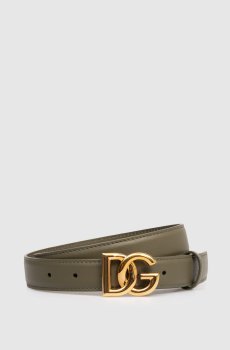 Кожаный ремень цвета хаки с логотипом