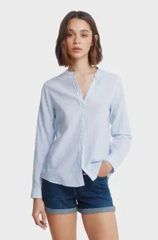 Женская голубая льняная рубашка Голубой 38 SPRINGFIELD 6793478