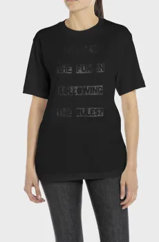 Женская черная футболка Черный S Replay W3698Q.000.20994