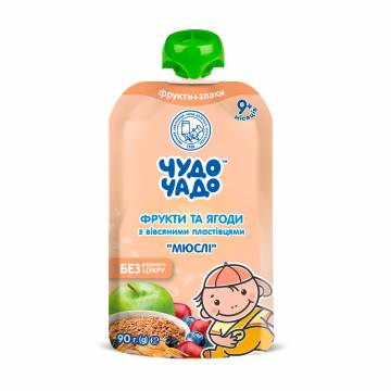 Детское фруктовое пюре Чудо-Чадо Мюсли, фрукты и ягоды, от 9 месяцев, 90 г Детское фруктовое пюре Чудо-Чадо Мюсли, фрукты и ягоды, от 9 месяцев, 90 г