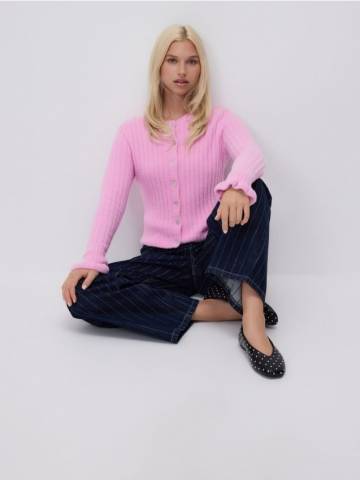 Reserved - Кардиган у смужку - рожевий - 545HH-30X