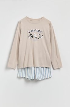 Reserved - Піжамний комплект із двох предметів Mickey Mouse - бежевий - 986EX-08X