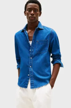 Мужская синяя джинсовая рубашка DENIM RF SHIRT Синий L Tommy Hilfiger MW0MW37581