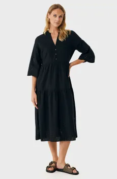 Женское черное платье Linen eyehole embroidery dress Черный 36 Mexx MF006302251W