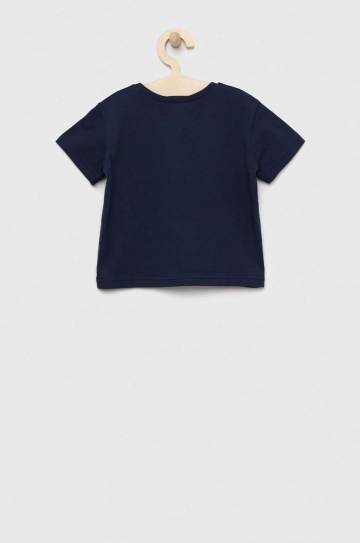 Детская хлопковая футболка United Colors of Benetton цвет синий однотонная Детская хлопковая футболка United Colors of Benetton цвет синий однотонная