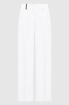 Белые брюки из льна