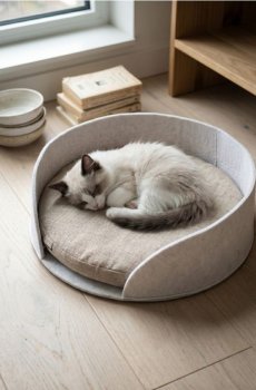 Лежанка для кота з накриттям і подушкою - сірий