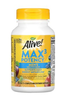 Мультивитамины для мужчин Natures Way Alive! Max3 Potency Mens Multivitamin, 90 таблеток
