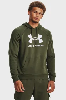 Мужское оливковое худи UA Rival Fleece Logo HD Оливковый L Under Armour 1379758-390