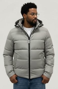 Светло-серая куртка демисезонная с капюшоном SB-25270-light-grey