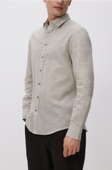Reserved - Сорочка regular fit із додаванням льону - коричневувато-зелений - 520HT-78P