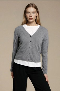 Кардиган з сумішшю вовни та віскози - середньо-сірий