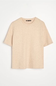 Меланжева футболка з домішкою віскози - бежевий