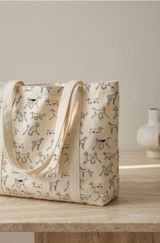 Тканинна tote-сумка з принтом собак - кремовий