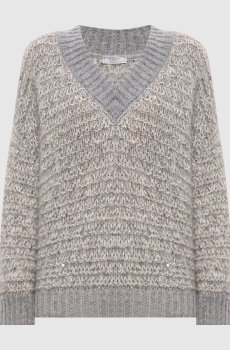 Серый пуловер с шерстью альпаки