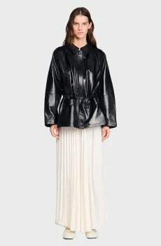 Женская черная кожаная куртка Черный 40 Sandro SFPBL01286_Black