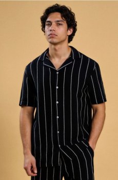 Бавовняна смугаста сорочка - темно-синій