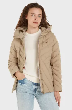 Женский бежевый пуховик CHEVRON MW DOWN JACKET Бежевый S Tommy Hilfiger WW0WW42623