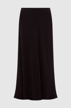 Коричневая юбка миди с шелком