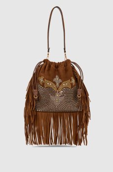 Коричневая замшевая сумка KALISPERA с бахромой