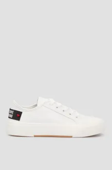 Женские белые кожаные сникерсы Белый 36 Moschino JA15012G1M.IA0;100