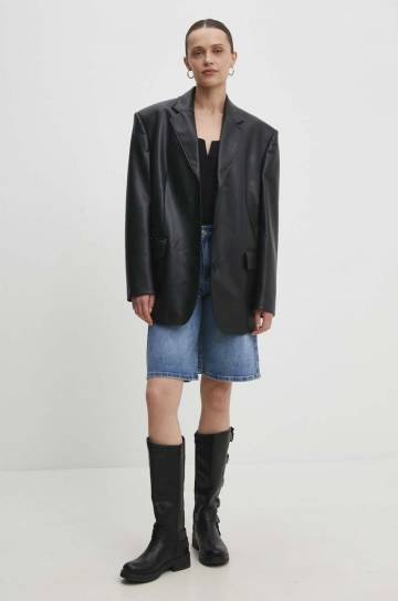 Джинсовые шорты Answear Lab женские однотонные высокая посадка Джинсовые шорты Answear Lab женские однотонные высокая посадка