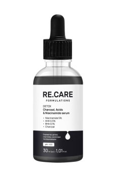 Сыворотка-детокс для лица Re.Care Detox Charcoal, Acids & Niacinamide Serum с углем, кислотами и ниацинамидом, 30 мл